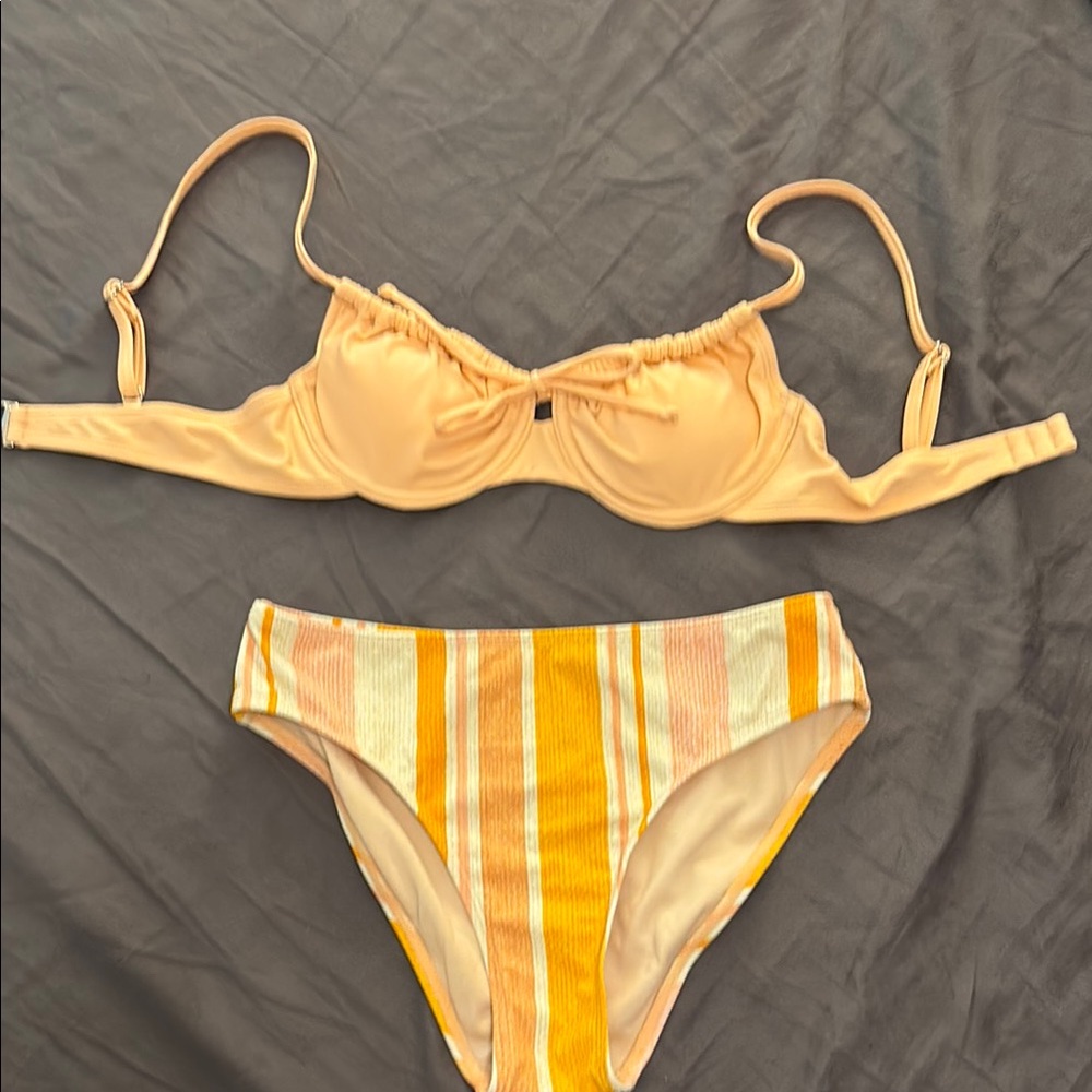 Cupshe Yellow and Orange Striped Bikini